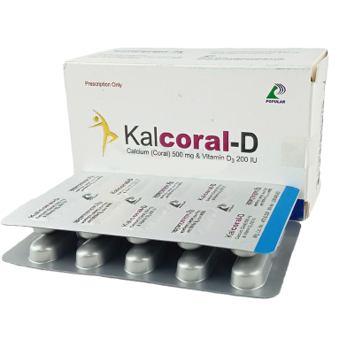 Kalcoral-D - (500mg Plus 200IU) 10's Strip Tablet image