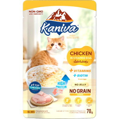 Kaniva Cat Pouch Chicken In Steamed Egg For All Age Cats 70g | High Protein Cat wet Food image