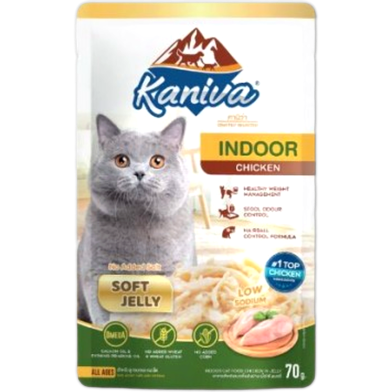 Kaniva Cat Pouch - Indoor Chicken in Soft Jelly For All Age Cats 70gm image
