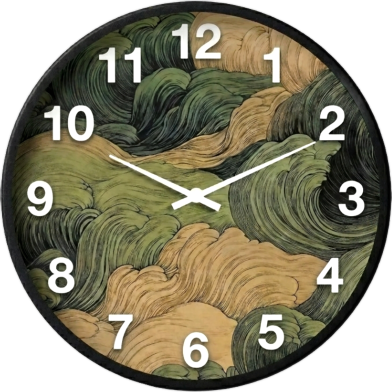 Karana Fashion 12 Inch Vintage Oriental Waves Wall Clock Abstract Japanese Art Style Home Decor image