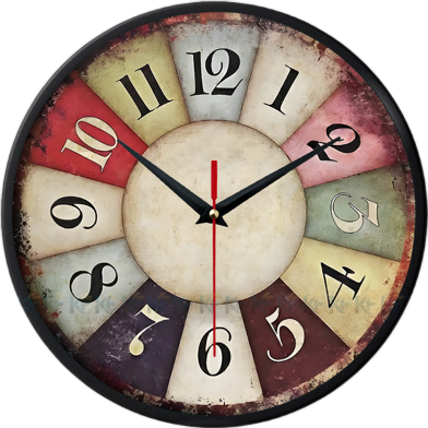 Karana Fashion 12 Inch Vintage Rustic Wall Clock Colorful Antique Style Decor For Home, Kitchen and Cafe image