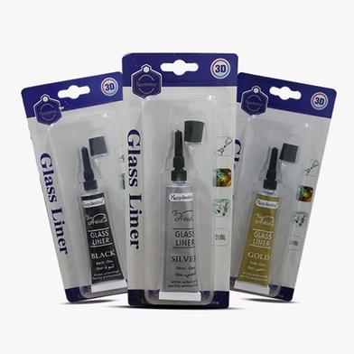 Keep Smiling 3D Glass Liner 21ML Black, Silver ,Gold for Glass Painting 3 Pcs image