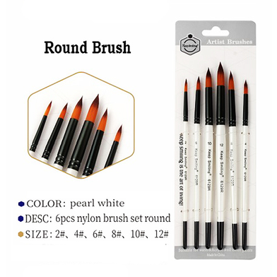 Keep Smiling Artist Paint Brush Round 6 Pcs set image