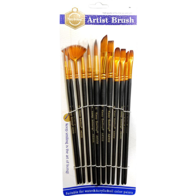 Keep Smiling Artist Paint Brush Set Of 12 Pcs image