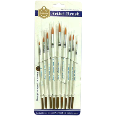 Keep Smiling Artist Round Painting Brush Set Suitable For Water And Acrylic And Oil Color Paint - 9 Pcs image