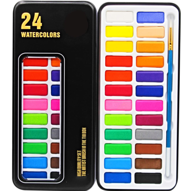 Keep Smiling Box For Professional Artists, Watercolors Cake Paint - 24 Color image