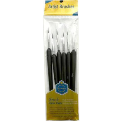 Keep Smiling Detail and liner Artist Brush Paint Brush 6 pcs black round set- Suitable for Water and Acrylic and Oil color paint image