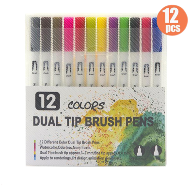 Keep Smiling Dual Tip Brush Pens 12 Pcs image