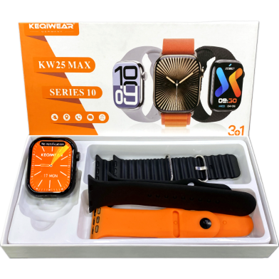 Keqiwear Kw 25 Max Smart Watch With Hd Display And 3 Straps image