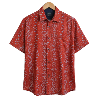 Khadem's Taat Cotton Open Collar Half Shirt for Men image