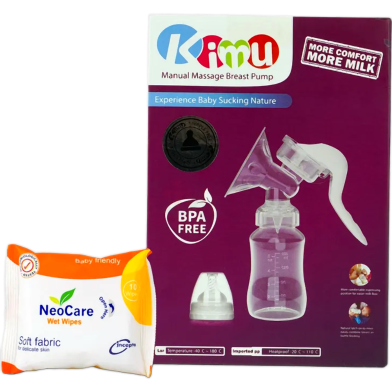 KiMU Manual Massage Breast Pump and Get Neocare Wet Wipes 10's Pack Free image