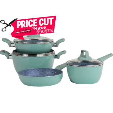 Kiam 7 Piece Ceramic Coating Granite Non Stick Cookware Set (Induction Cooker Supported) image