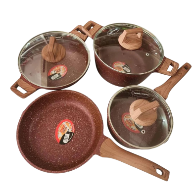 Kiam Die Casting Cookware 7 Pcs Set With Glass Lid and Induction Bottom - Brown 7 in 1 image