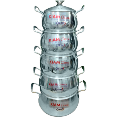 Kiam Heavy Thick Base Belly Shape Saucepan 10 in 1 set image