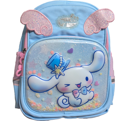 Kids Cartoon School Bag Cute Glitter Wings Spacious Multi Pocket Backpack image