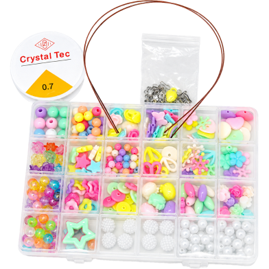 Kids Girls DIY Bracelet Beads Kit with 24 Compartments Jewelry Making Box 1 Set image