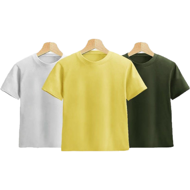 Kids Premium Blank T-Shirt Combo - White, Yellow, Olive image