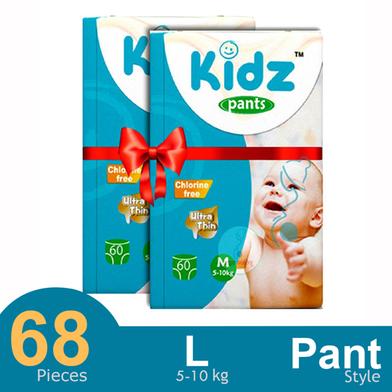 Kidz pant System Baby Diaper (L Size) (5-10 kg) (68 pcs) image