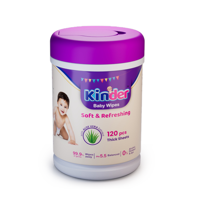 Kinder Wet Wipes- 120 pcs Jar image