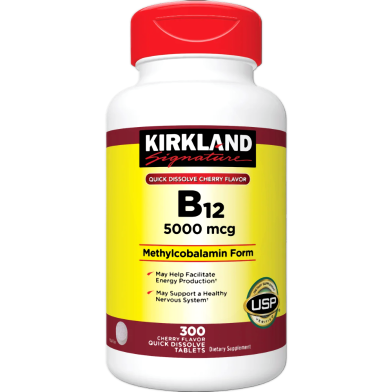 Kirkland Signature Quick Dissolve B12 5000 Mcg – 300 Tablets image
