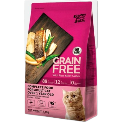 Kitchen Flavor Grain Free Adult Cat Food - Real Meat Cubes Food 1.5kg | Dry Cat Food image