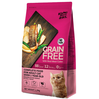 Kitchen Flavor Grain Free Cat Food With Real Meat Cubes Adult Food 1.5kg image