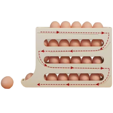 Kitchen Home Refrigerator scrolling egg rack holder Plastic storage Tray Boxes and Bins Egg Dispenser for Refrigerator image