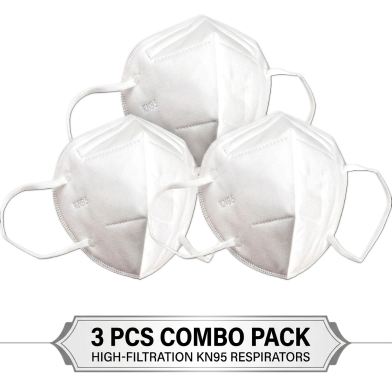 KN95 Layer 5 Folding Protective Mask With Steel And Pvc Nose Clip 3Pcs Combo Set image