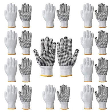 Knitted PVC Black Dotted Work Gloves – 12 Pairs image