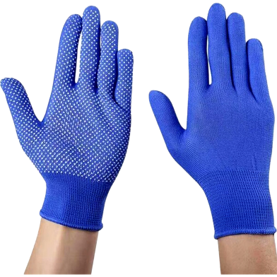 Knitted Cotton And PVC Dotted Hand Gloves For Construction Industrial Welding Kitchen Gardening Work image