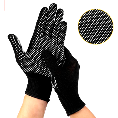 Knitted Cotton And PVC Dotted Hand Gloves For Construction Industrial Welding Kitchen Gardening Work image