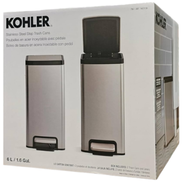 Kohler Stainless Steel Step Trash Cans 6 Ltr image