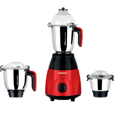 Konka Turbo Plus Mixer Grinder 3 Jar (1000W)- Red image