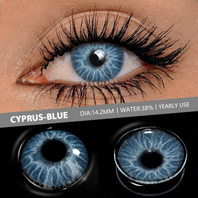 Ksseye Cyprus Blue Color Contact Lens with Lens Kit Box For Men And Women.New Ksseye Cyprus Series image