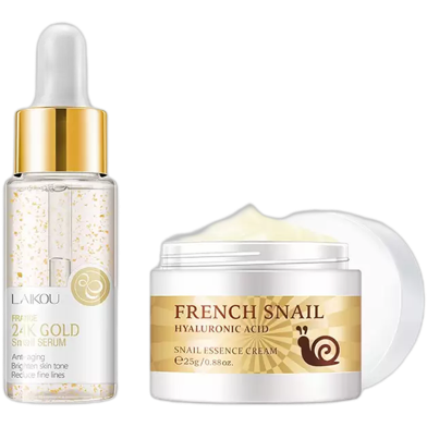 LAIKOU 24k Gold Face Serum and Extract Face Cream 25 gm (Combo) image