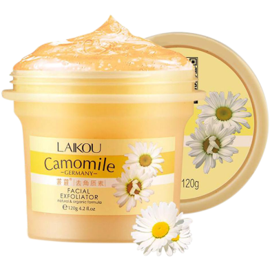 LAIKOU Camomile Natural Organic Facial Exfoliator Scrub Peeling Cream Face Gel Skin Care Body Scrub Cream -120gm image