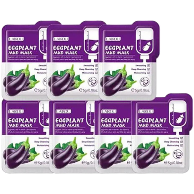 LAIKOU Eggplant Mud Mask Clay Mask Packs Moisturizing Oil Control Anti-Acne Whitening Deep Cleansing Facial Mask Skin Care-7ps image