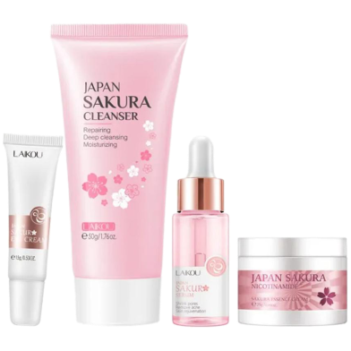 LAIKOU Japan Sakura Brightening Set (Serum/ Eye Cream/ Cleanser/ Cream) Skin Care Set 4pcs image