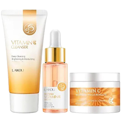 LAIKOU Vitamin C Face Cream , Serum and cleanser[Combo]-Set 3pcs-25 gm plus 17 ml plus 50ml image