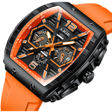 LIGE Fashion Chronograph Quartz Watch with Silicone Strap image