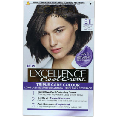 L'Oreal Excellence Cool Creme Triple Care Routine - 5.11 Ultra Ash Light Brown image