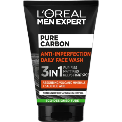 L’Oreal Men Expert Pure Carbon Anti-Imperfection 3in1 Daily Facial Wash - 100ml image
