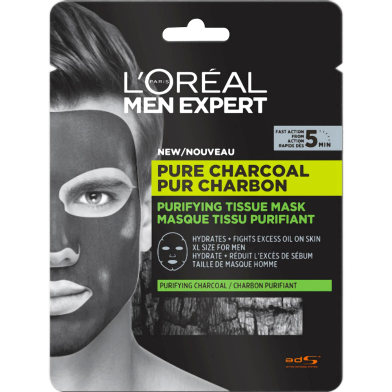 LOreal Paris Men Expert Pure Charcoal Purifying Tissue Mask 30g image