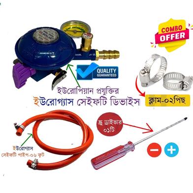 LPG Gas Safety Device 5 in One Package Low Pressure with 6Ft Safety Pipe, 2 Clamps & Screwdriver for Home Safety – Eurogas Slide 4