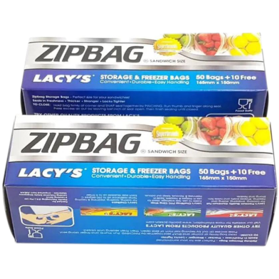 Lacy's Zipbag Set Storage And Freezer Bags 165mm 150mm Quart And Sandwich Sizes image