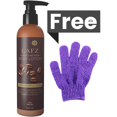 Lafz Halal Cocoa Butter Body Lotion 250ml (Exfoliating Shower Gloves) FREE image