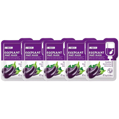 Laikou Eggplant Mud Mask Oil Control Moisturizing Anti Acne Anti Wrinkle Whitening Cleansing Clay Mask Skin Care Face Mask 5pcs image