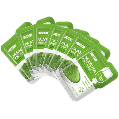 Laikou Matcha Mud Face Mask Anti Wrinkles Night Facial Packs Moisturize Anti-Aging Acne Spot Removal Pores Deep Cleaning Skin Care Mask– 7 pcs image