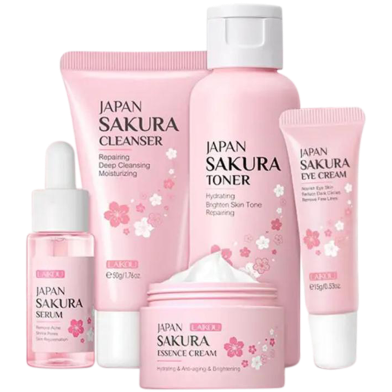 Laikou Sakura Skin Care Mask/ Cream / Cleanser / Serum / Eye Cream Set 5pcs image