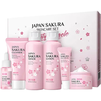 Laikou Sakura Whitening Skin Care Set Cleanser Toner Serum Lotion Eye Cream Face Cream image